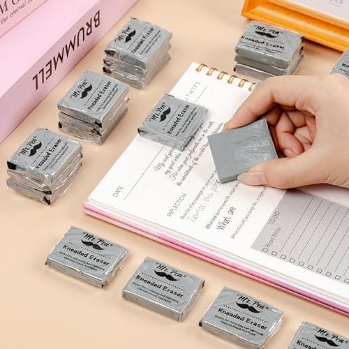 Mr. Pen- Kneaded Erasers, 1.37" x 1.7", 24 Pack, Gray, Soft Moldable Art Erasers for Charcoal, Graphite & Pastel Drawing, Precision Highlighting, Smudge Control, Easy Shaping for Artists & Students thumbnail 7