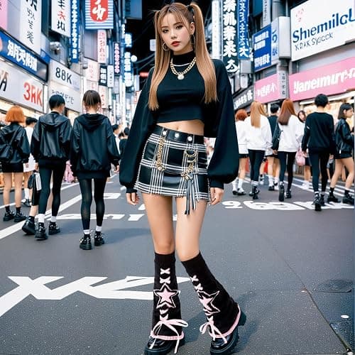 Junely 2 Pairs Leg Warmers for Women Kawaii Leg Warmer Cute Legwarmers Japanese Socks Halloween Goth Emo Gyaru Accessories thumbnail 2