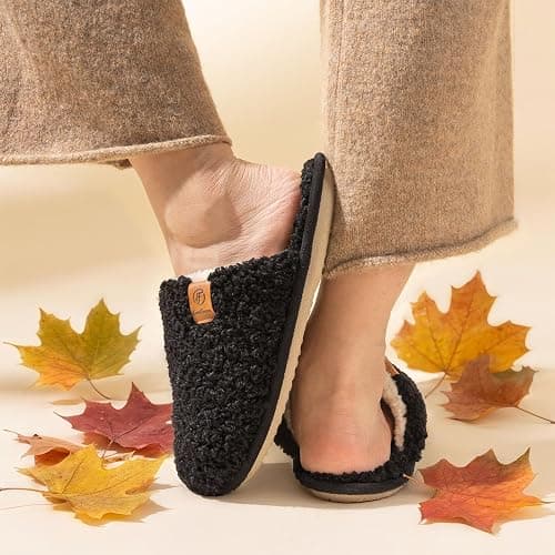 EverFoams Women's Fuzzy Slip-on Slippers Warm Cozy Soft Lightweight Memory Foam Indoor House Shoes thumbnail 7