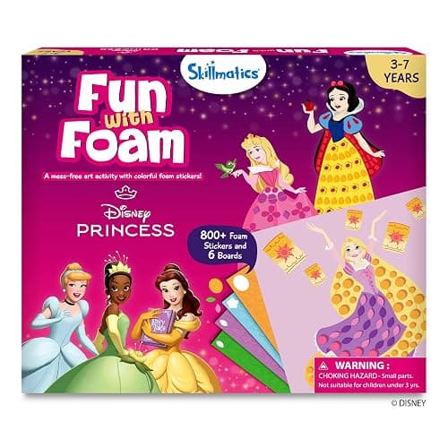 Skillmatics Foam Sticker Art – Disney Princess, 800+ 3D Foam Stickers, Mess-Free Fun for Kids, DIY Felt Craft Kits, Gifts for Fans of Cinderella, Belle, Rapunzel, Ages 3, 4, 5, 6, 7 - Image 1