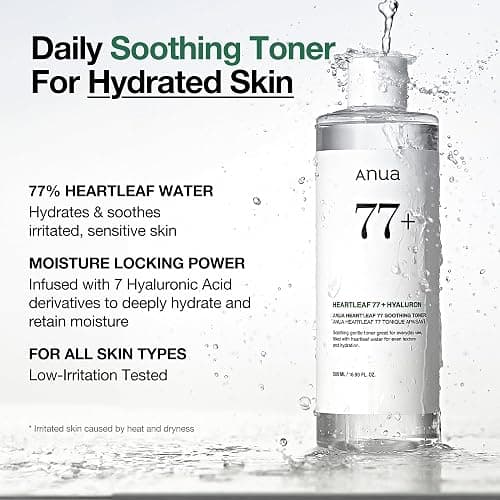 ANUA Heartleaf 77 Soothing Toner, Moisturizing & Calming Facial Toner for Glass Skin, Panthenol, Hyaluronic Acid, Hydration for Sensitive Skin, Vegan, Korean Skin Care, 250ml/8.45 fl.oz. thumbnail 3
