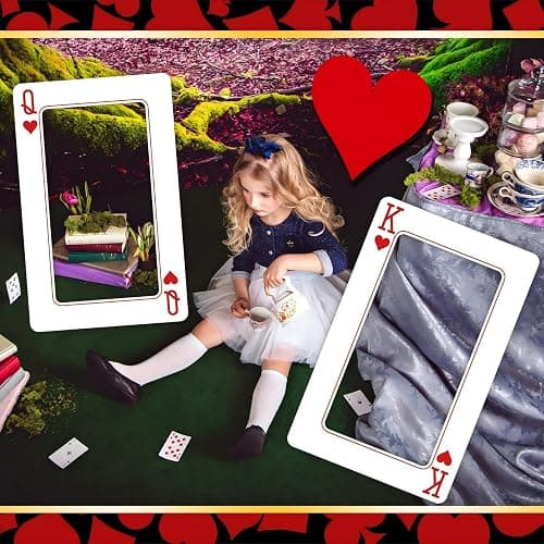 2 Pcs Casino Night Party Decoration 24 x 15 Inch Jumbo Playing Cards Giant Playing Card Board Cut Out Casino Photo Booth Prop Frame Vegas Party Decoration for Carnival Poker Night Decor (K,Q) thumbnail 7