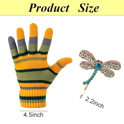 Eybila Halloween Costume Stuff Merch Striped Gloves Dragonfly Hair Clips Cosplay Merchandise Accessories Women Knit Gloves thumbnail 2