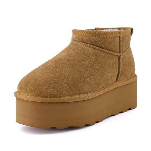 CUSHIONAIRE Hippy Women’s Platform Ankle Boots – Genuine Suede, Faux Fur Lining, Cozy Winter Slip-On Design, Comfortable Footwear with Wide Widths Available thumbnail 9