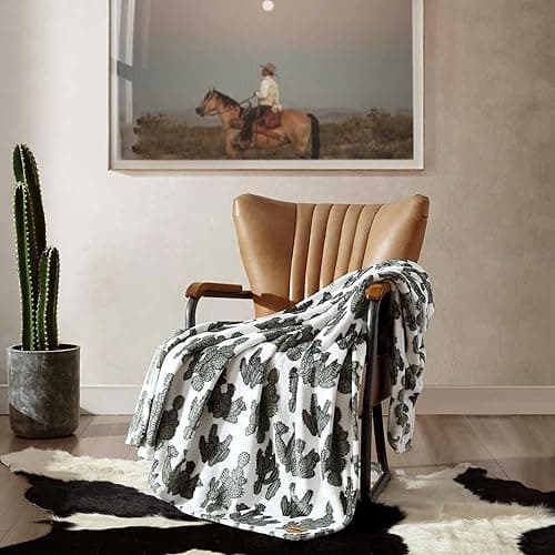 Wrangler - Blanket, Super Soft Plush Bedding, Yellowstone Inspired Throw Blanket for Couch or Bed (Cactus Garden Green, 50" x 70") thumbnail 3