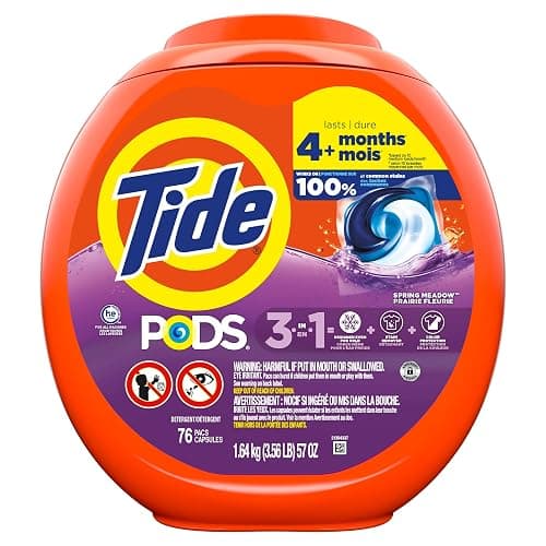 Tide PODS laundry detergent pacs, 3-in-1 Stain Remover, Odor Fighter, Color Protector, 76 Count, HE compatible, Spring Meadow Scent thumbnail 12