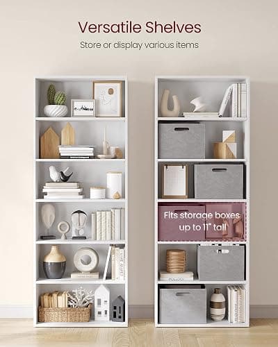 VASAGLE Set of 2 Bookshelves, 23.6 Inches Wide, 6-Tier Open Bookcases with Adjustable Storage Shelves, Floor Standing Units, Cloud White ULBC166T14-2 thumbnail 5