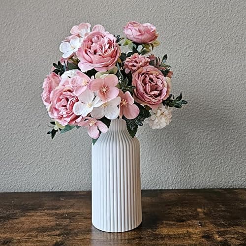 White Ceramic Flower Vase, Minimalist Modern Home Decor, Matte Finish Pampas Grass Vase for Table, Fireplace, Shelf, Mantel, Entryway and Centerpieces thumbnail 2