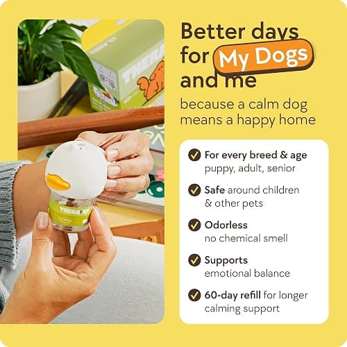 TherapetMD Dog Calming Diffuser - for Stress, Destructive Behavior, Pee Accidents, Separation Anxiety, Barking, Aggression & Chewing - 2 count Refill Included 30-Day each - Packaging May Vary thumbnail 7