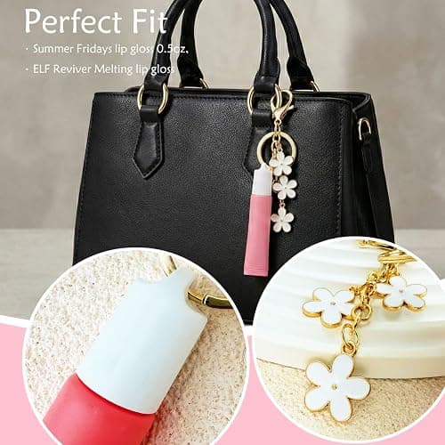 LUHOHI Lip Balm Cap Keychain for Summer Fridays Lip 0.5oz Gloss With Flower Charms Portable Accessorie (No Lip Balm) thumbnail 6