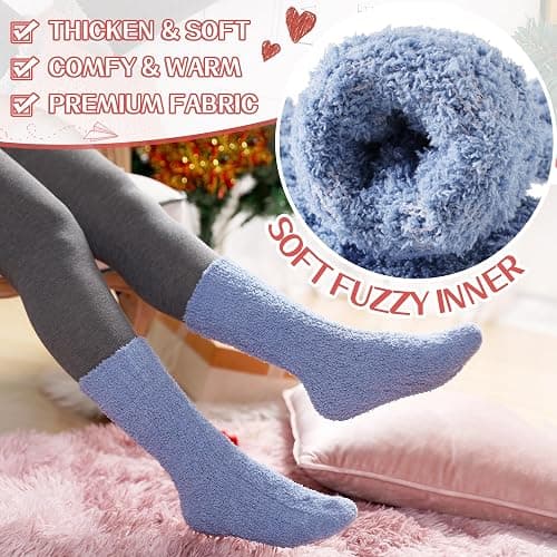 Eyean Womens Fuzzy Socks Soft Warm Fluffy Socks Winter Sleep Thermal Plush Casual Cozy Home Socks thumbnail 3
