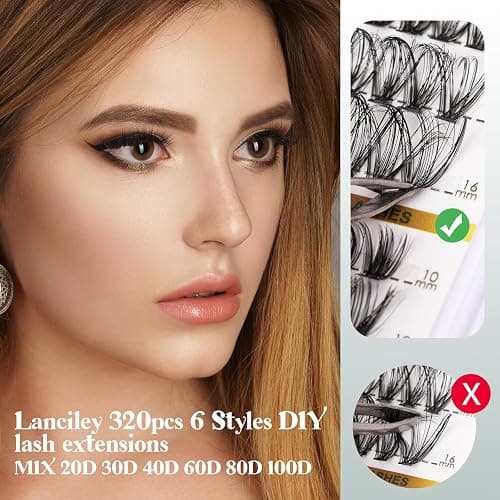 480PCS Lash Clusters 10-20MM 20D+30D+40D+60D+80D+100D Thick Volume Eyelash Extensions Natural Eyelash Clusters Individual Lashes Long Lasting D Curly Lash Extension Thin Band Soft False Lashes-6 thumbnail 6