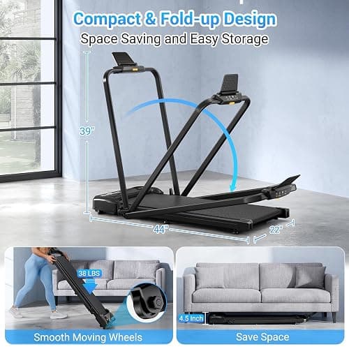 Tapis Roulant Pliable Tapis de Course Electrique 10KM/H Vitesse Réglable Ultra Silencieux avec télécommande et écran LCD pour Maison/Bureau - Pliable Noir thumbnail 5