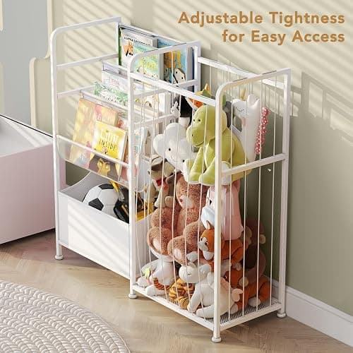 BBLIKE Kids Bookshelf and Stuffed Animal Storage - Multi-Function Nursery Book Shelves with Leather Toy Box and PVC Book Display, Toy Organizer for Playroom, Bedroom, Nursery, White thumbnail 7