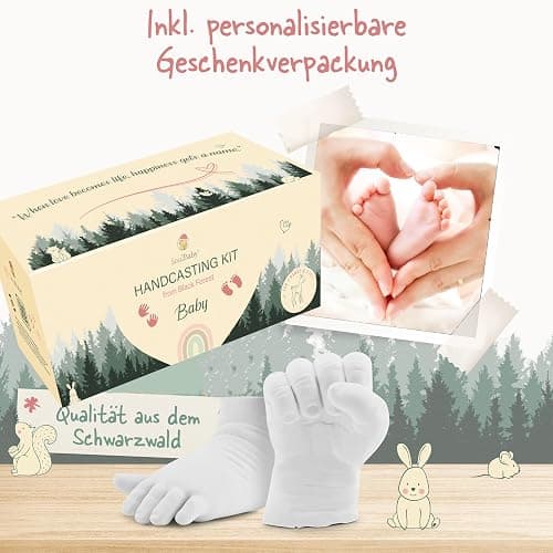 SOULBABY® Gipsabdruck Baby Hand und Fuß [4 Abdrücke] I 100% Made in Germany I Baby Geschenk Geburt Junge & Mädchen I Babyabdruck Set I Fußabdruck & Handabdruck Baby I Geschenk zur Geburt - Gipsabdruckset Baby Hand & Fuß thumbnail 5