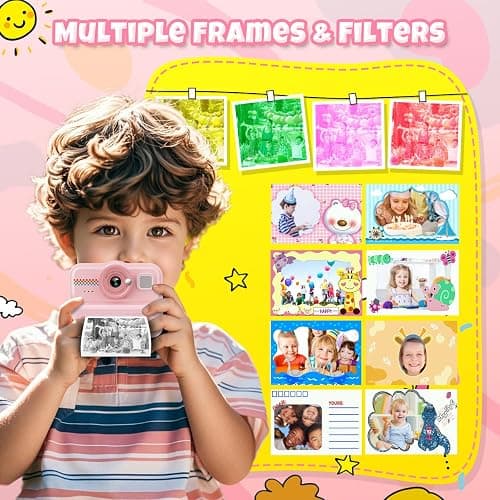 HiMont Kids Camera Instant Print, 1080P HD Instant Print Camera for Kids with 3 Rolls Print Paper & 32GB Card, Selfie Digital Camera for Kid, Ideal Kid Toys Gifts for Boys & Girls Age 3-14 (Pink) thumbnail 5