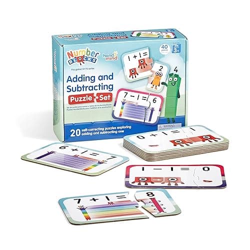 hand2mind Numberblocks Adding and Subtracting Puzzle Set, Addition and Subtraction Games, Number Puzzle, Matching Game, Preschool Math Toys, Toddler Educational Toys, Easter Basket Stuffers for Kids - Image 1