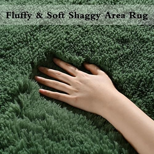 DweIke Fluffy Dark Green Rugs for Bedroom Living Room, 3x5 Feet Soft Plush Shaggy Forest Hunter Green Girls Boys Kids Rug, Non-Slip and Machine Washable Carpet for Dorm Nursery Classroom Decor thumbnail 3