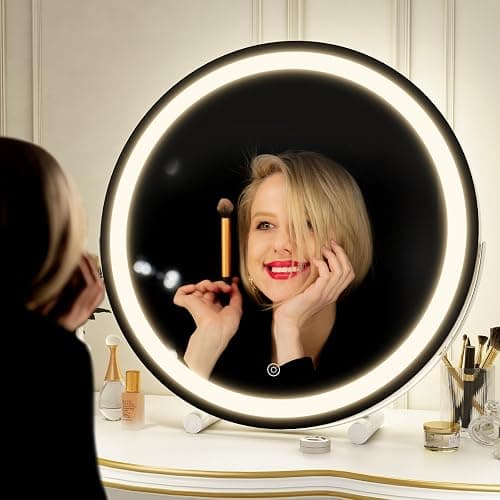 ROLOVE Makeup Mirror with Lights, 18 Inch Vanity Mirror with Lights, Lighted Makeup Mirror, Smart Touch Control Round Lighted Vanity Mirror, Tabletop ＆ Desk Mirror, Gifts for Women, Wife, Mom, Girls thumbnail 6