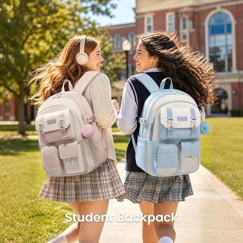 LOVEVOOK School Backpack for Teen Girls,Student Backpack Purse for 8-16 Teenage,Cute Kid Bookbag with Large Cup Holder thumbnail 2