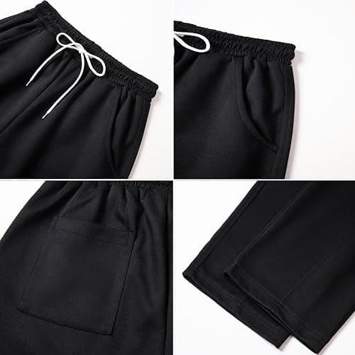 WZIKAI Men's Baggy Sweatpants Elastic Waist Drawstring Wide Leg Sweatpants Casual Loose Baggy Joggers with Pockets thumbnail 5