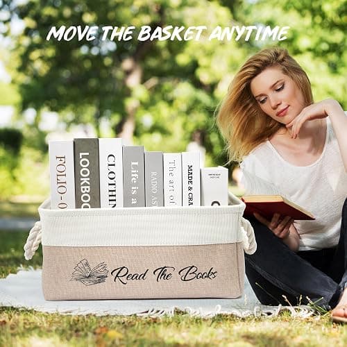 Book Storage Baskets for Organizing, Book Lover Gifts Read The Books List Storage Organizer with Handles, Durable&Collapsible Storage Bin Bookworm Gift - Perfect for Club Members Teacher Student thumbnail 6