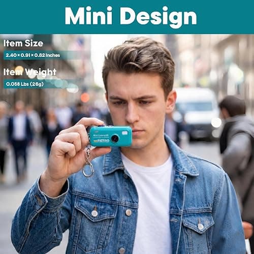 KoveYzao 1080P Keychain Camera with 8GB Card, Retro 2MP Mini Digicam | Built-in 12 Filters and 16X Zoom, Rechargeable Battery, Ideal Gifts for Teens & Adult Beginners (Mint) thumbnail 5
