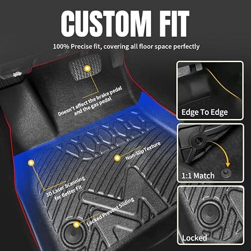 TPE Automotive Floor Mats & Cargo Liner Custom for 2016-2021 Jeep Grand Cherokee & 2022 WK (Not for L), All Weather Cover Protection Waterproof Black Floor Liner Front & Rear Row Full Set Car Mats thumbnail 2