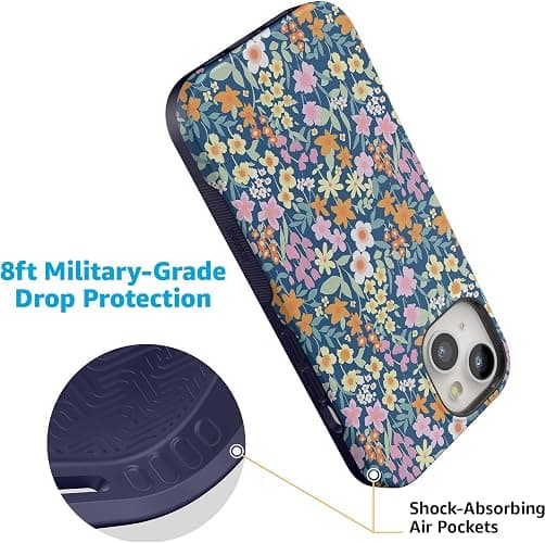 Casely iPhone 15 Case | Full Bloom | Navy Floral | Bold Case | Compatible with MagSafe thumbnail 4