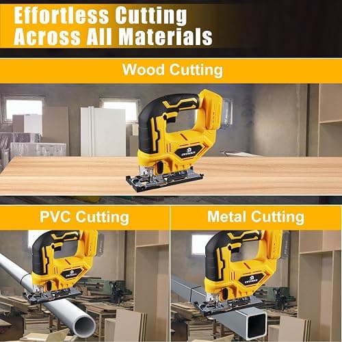 Cordless Jig Saw Compatible with Dewalt 20V Max Battery, Brushless Jigsaw For 3 Orbital Settings, 3200RPM, 0-45° Bevel Cuts, Jigsaw Tool with LED Light (Battery Not Included) thumbnail 6