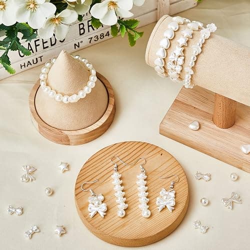 Juexica 500 Pcs ABS Imitation Pearl Beads Star Heart Bowknot Circle Flower White Aesthetic Beads for Jewelry Making Bracelets Necklaces Earrings Key Chains Accessories DIY Crafts(Classic Style) thumbnail 6