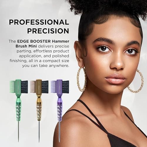STYLE FACTOR EDGE BOOSTER® Mini Hammer Brush Travel Size | Baby Hair Brush & Double-Sided Edge Control Comb with Boar Bristles | Pintail for Precision Styling | Travel Brush for Edges & Baby Hair thumbnail 3