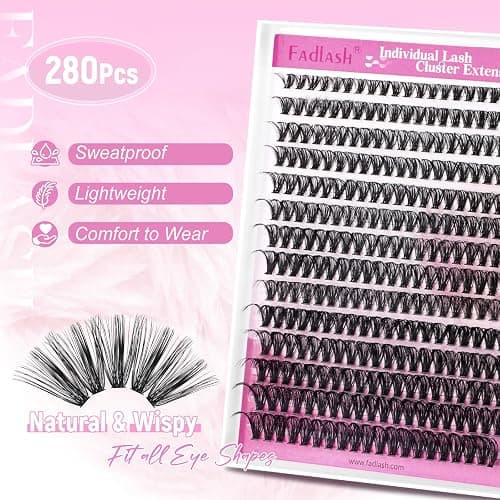 FADLASH DIY Lash Clusters Individual Eyeslash Extensions 40D Volume Eyelash Clusters Soft Band Wispy Natural Eyelash Extension Large Tray (40D-0.07-D, 8-16mm) thumbnail 3