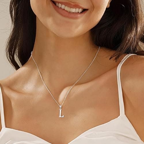 TINGN Halskette Damen Silber 925 Kette, Hypoallergene Silber Kette mit Buchstabe Anhänger Kette Silber Halskette Geburtstag Geschenke für Frauen Mama Freundin Teenager Mädchen (mit Geschenkbox) thumbnail 2