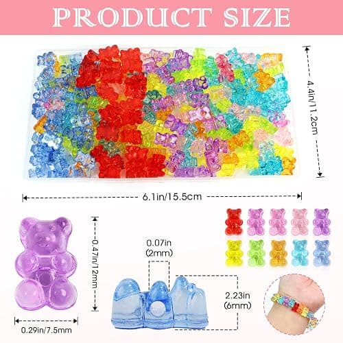 200PCS Clear Acrylic Bear Beads - Vibrant Candy-Colored Gummy Charms for Jewelry Making, Perfect Beads for Bracelets, Necklaces, DIY Crafts & Slime. Adorable Kandi Beads to Spark Creativity! thumbnail 3