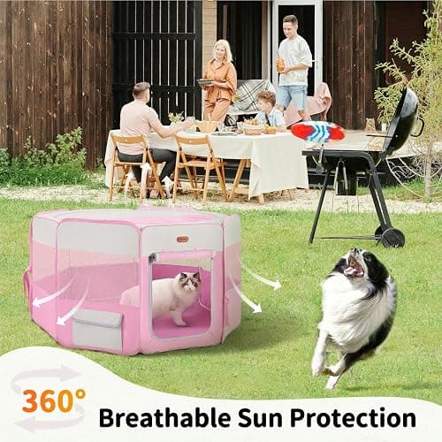 Seiyierr Dog Playpen, Portable Pet Play Pen Foldable Carrying Case, Puppy Pens Outsid for Small Cat Indoor/Outdoor, Removable Mesh Shade Cover thumbnail 2