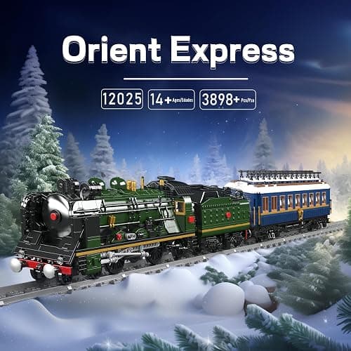 Mould King Orient Express Steam Locomotive Train Building Kit with LED Lighting, Remote/App Control Passenger Toy Block Set, Train Model with Motors and Tracks for Adults Kids(3898 PCS) thumbnail 4