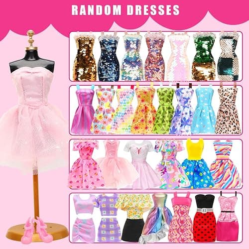 57 PCS Doll Clothes and Accessories 3 Wedding Gowns 3 Tops 3 Pants 3 Fashion Dresses 1 Evening Dresses 2 Swimsuits Bikini 6 Braces Skirt 10 Hangers 15 Shoes and 14 Accessories Toys for 11.5 inch Doll thumbnail 3