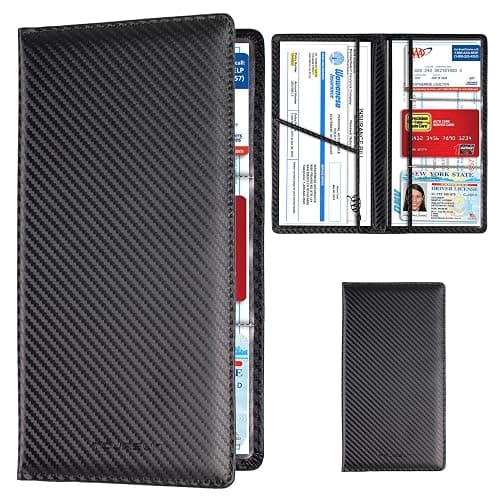 TOURSUIT Car Registration and Insurance Card Holder, Vehicle License Document Glove Box Compartment Organizer, Interior Car Accessories for Women Men Teens (Carbon Fiber Black) - Image 1