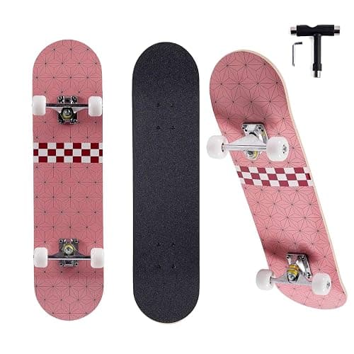 Skateboard for Beginners, Standard Complete Skateboard 31 Inch Double Kick Concave Deck with 7 Layer Maple Wood, Smooth Wheels & Bearings - Image 1
