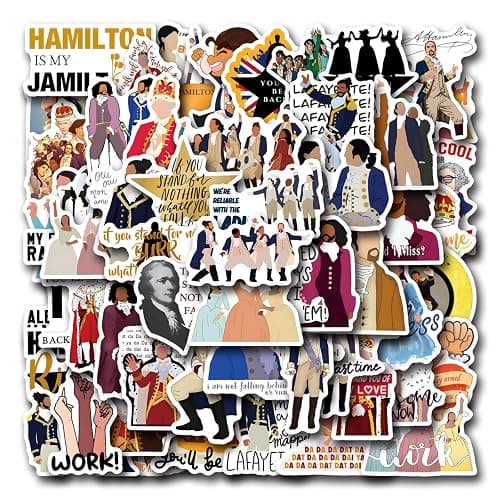 YUYIYULE 55Pcs Hamilton Musical Stickers Aesthetic Waterproof Stickers Luggage Skateboard Water Bottle Stickers Decal Bicycle Bumper Snowboard Decorate Gift - Image 1