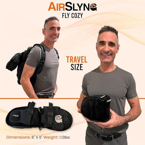 3-in-1 Airplane Sleep Support System - Integrated Plane Sleeping Accessories with Memory Foam Long Haul Flight Pillow, Adjustable Travel Eye Mask, and Blanket-Like Body Sling - Fits in Carry On thumbnail 4