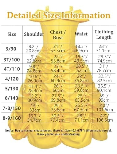 knemmy Princess Costume Dresses for Girls Costumes Halloween Cosplay Birthday Outfit Yellow thumbnail 6