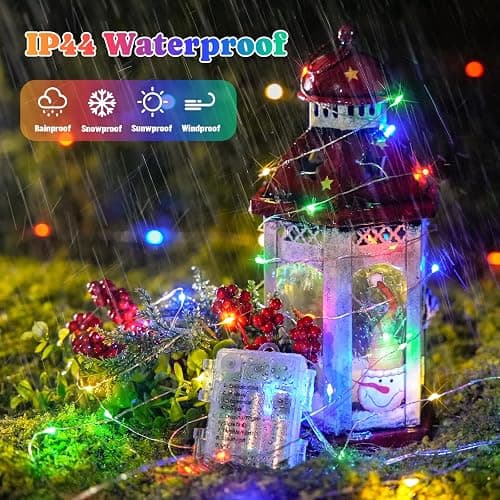 JMEXSUSS 2 Pack Multicolor Fairy Lights Battery Operated, Total 200 LED 66ft Indoor Christmas Twinkle Lights with Remote, 8 Modes Multicolor String Lights for Bedroom Wedding Birthday Party thumbnail 3