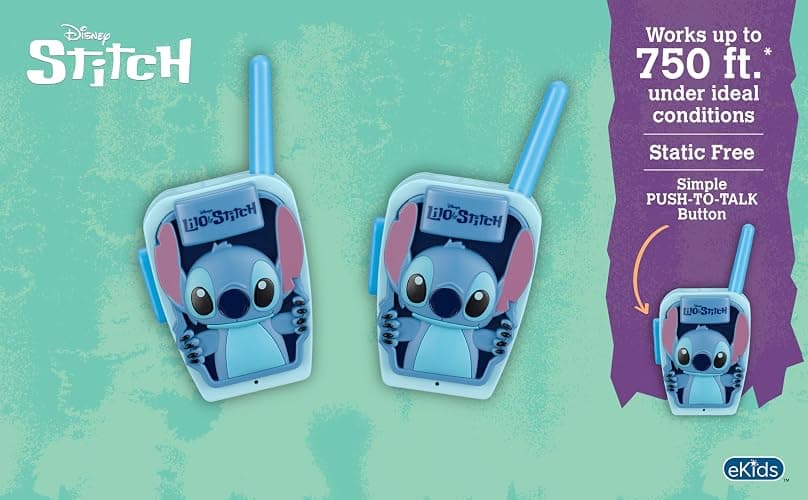eKids Stitch Walkie Talkies for Kids, Static Free Extended Range Indoor and Outdoor Toys Designed for Fans of Stitch Toys thumbnail 2