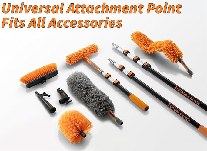 4-13 ft Cobweb Duster with Extension Pole // 20 Foot High Reach Spider Web Cleaner Cobweb Brush for Outdoor & Indoor Web Cleaning // Lightweight & Sturdy Telescopic Pole // The Ultimate Dusting Kit thumbnail 9