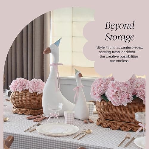 BEBE BASK The Original Scalloped Basket Set Of 2 - Small Scallop Basket - 15 x 10 x 6 In - Hand-Woven & Award-Winning - Elegant Wicker With Scalloped Edge Lid - Nursery Storage - (Mocca) thumbnail 8