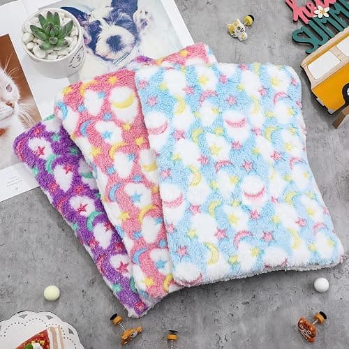 Jetec 3 Pcs Guinea Pig Beds, Fleece Small Animal Mats, Moon, Colorful | 10 x 11 in Soft Double Sided Fleece Pad for Rabbit, Hamster, Chinchilla, Rat, Warm Hideout, Cozy Small Animal Cage Bed thumbnail 4
