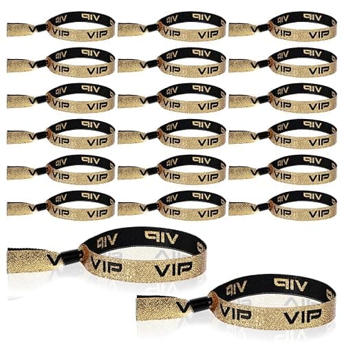 JJUNW 20 Stück VIP Stoff-Armbänder, Glitzer Eintrittsbänder mit VIP, Einlassbänder Eintrittsarmbänder, Partybänder VIP Identifikationsarmbänder für Events Konzert Festival Geburtstag Hochzeit - Image 1