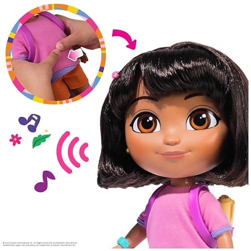 Dora - Poupée Chante Et Explore - Figurine Interactive 30 Cm - 1 Figurine 7 Accessoires 2 Chansons & 10 Sons - Bilingue Français Anglais - Dessin Animé Jouet Maison De Poupée - Jouet Enfant 3 Ans Et + thumbnail 9